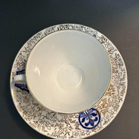 Fenton Osaka Vintage White Blue Gold Tea Cup & Saucer from 1910, England - Picture 7 of 8